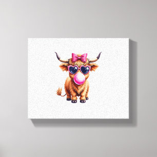 Impressão Em Tela Bebê Highland Vaca Com Óculos De Sol Namorados Sco