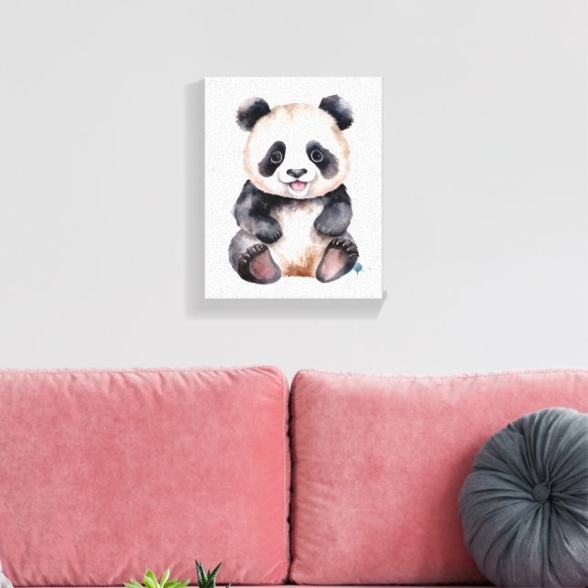 Impressão Em Tela Bebê panda fofo aquarela (Insitu(Sala de estar))