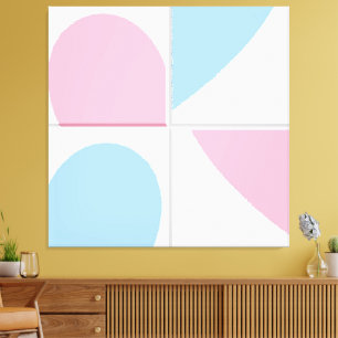 Impressão Em Tela Bebê rosa e Abstrato de arte azul minimalista