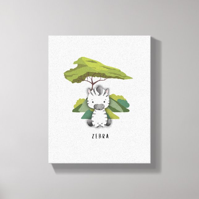 Impressão Em Tela Bebê Zebra Safari Tela Impressão (Frente)