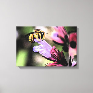 Impressão Em Tela Bee e Flor 16,50x11 (41,25x27,5 cm) waccn