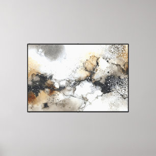 Impressão Em Tela Bege, Marrom e Preto Textura Abstrata Orgânica