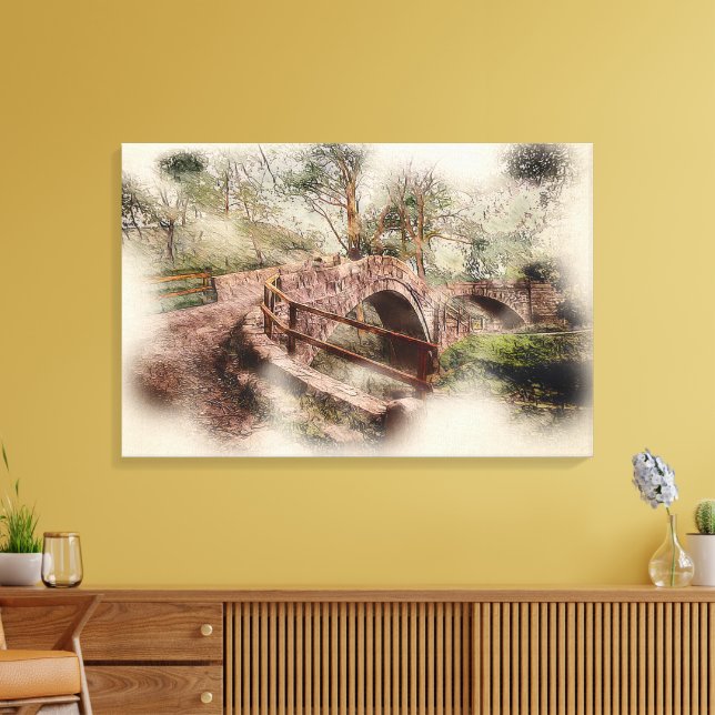Impressão Em Tela Beggars Bridge, Glaisdale - Watercolour Art (Insitu(Sala de estar))