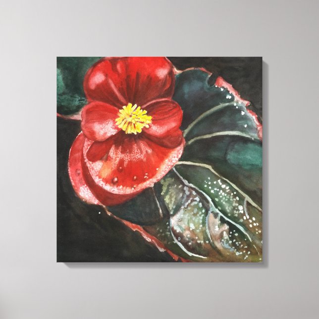 Impressão Em Tela Begonia Escura na Aquarela (Frente)