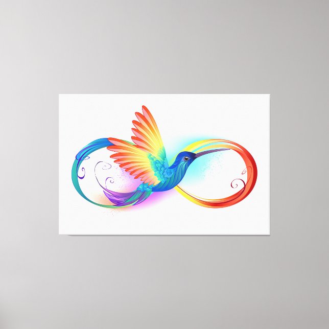 Impressão Em Tela Beija-flor Arco-íris com símbolo do Infinito (Frente)