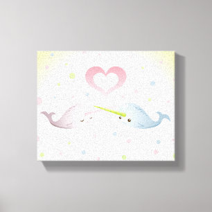 Impressão Em Tela Beijos de Narwhal