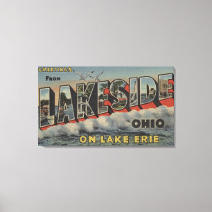 Impressão Em Tela Beira do lago, Ohio - Lago Erie - grande letra