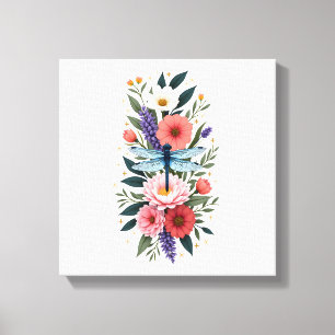 Impressão Em Tela Bela Arte de Aquarela de Libélula Amante de Inseto