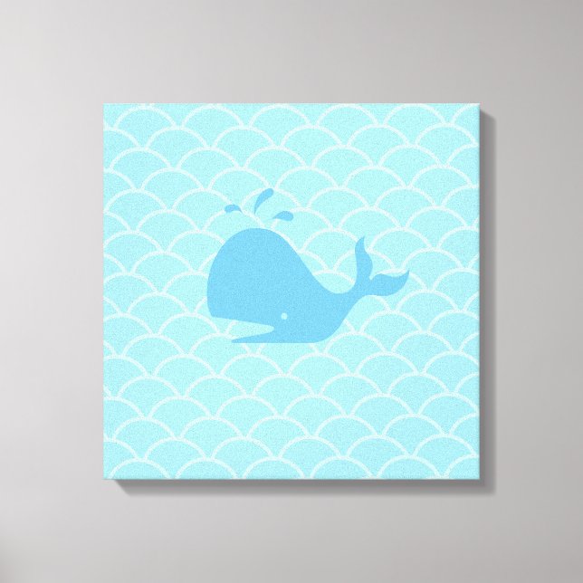 Impressão Em Tela Bela Baleia Azul Turquesa (Frente)