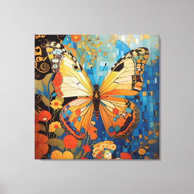 Impressão Em Tela Bela Borboleta Decorânea Floral (Frente)