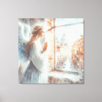 Bela Figura Angelical com Aura Branca Rezando