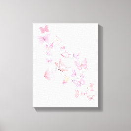 Impressão Em Tela Belas Borboletas Rosa - Lona Enrolada
