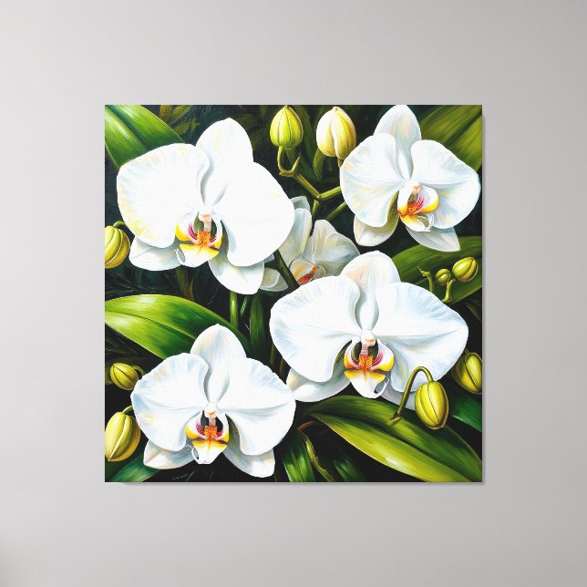Impressão Em Tela belas Orquídeas Brancas (Frente)