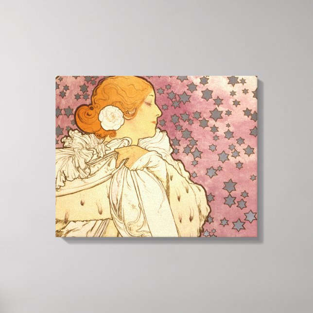 Impressão Em Tela Beleza da Mulher Mucha Art Nouveau (Frente)