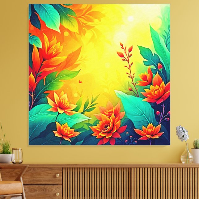 Impressão Em Tela Beleza Floral Abstrato vibrante (Insitu(Sala de estar))
