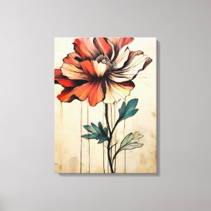 Impressão Em Tela Beleza Sangrenta: Flor Vermelho e Branco