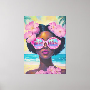 Impressão Em Tela Beleza tropical em tons de rosa