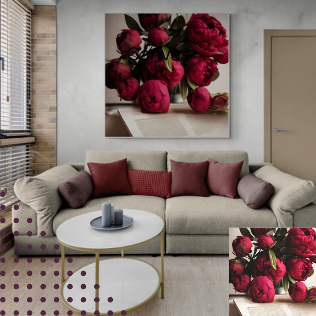 Impressão Em Tela Belo Buquê de Red Peonies Floral Digital (Criador carregado)