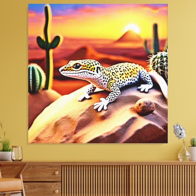 Impressão Em Tela Belo Design de Leopardo do Deserto Gecko (Insitu(Sala de estar))