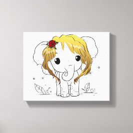 Impressão Em Tela Belo elefante bebê fêmea com cabelo amarelo