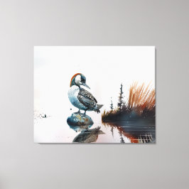 Impressão Em Tela belo leão em uma rocha de aquarela