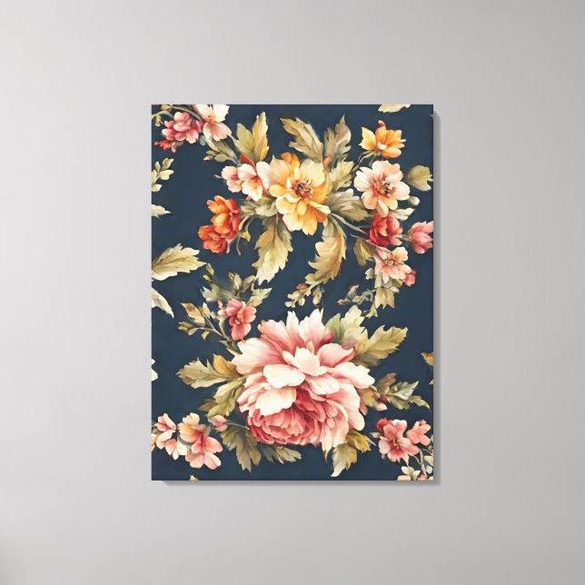 Impressão Em Tela Belo Padrão Floral Italiano (Frente)