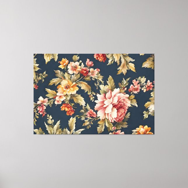 Impressão Em Tela Belo Padrão Floral Italiano (Frente)