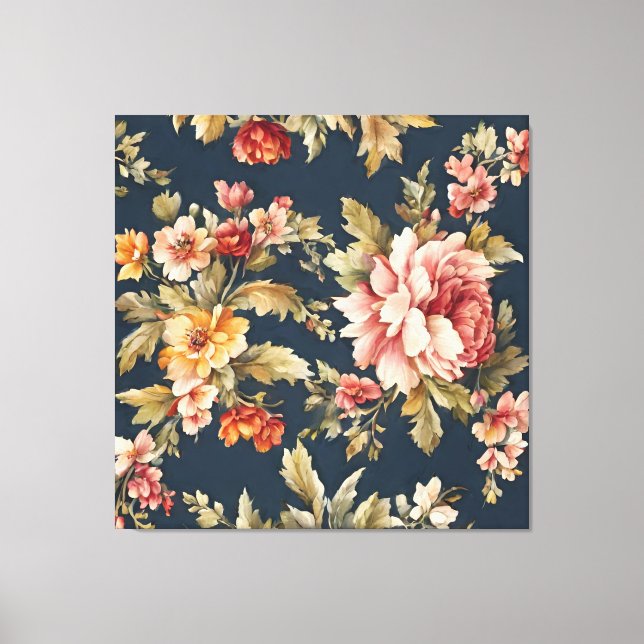 Impressão Em Tela Belo Padrão Floral Italiano (Frente)