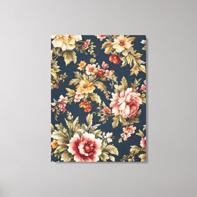 Impressão Em Tela Belo Padrão Floral Italiano (Frente)