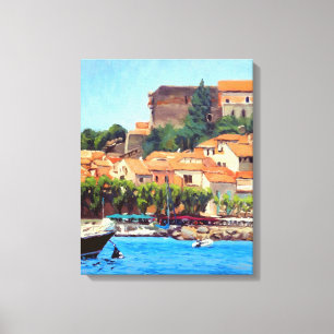 Impressão Em Tela Belo Porto de Collioure em Azul Verde Laranja