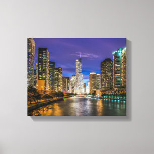 Impressão Em Tela Belo rio Chicago em Sunset, Illinois