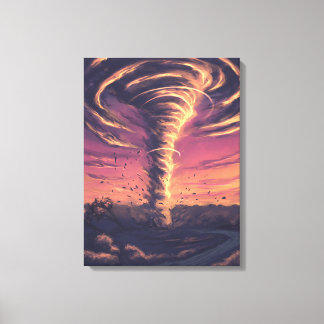 Impressão Em Tela Belo tornado no pôr do sol
