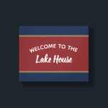 Impressão Em Tela Bem-vindos ao Lago House<br><div class="desc">O tapete de boas-vindas da Americana náutica pode ser totalmente personalizado.</div>