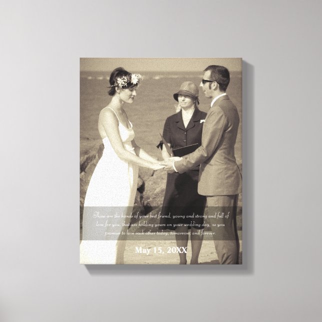 Impressão Em Tela Bênção do Casamento Fotográfico de Cotação de Mãos (Frente)