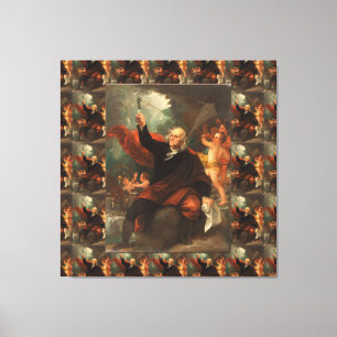 Impressão Em Tela Benjamin Franklin sacando eletricidade do céu