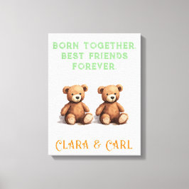 Impressão Em Tela Berçário de Gêmeos Recém-Nascidos, Ursinhos de Pel