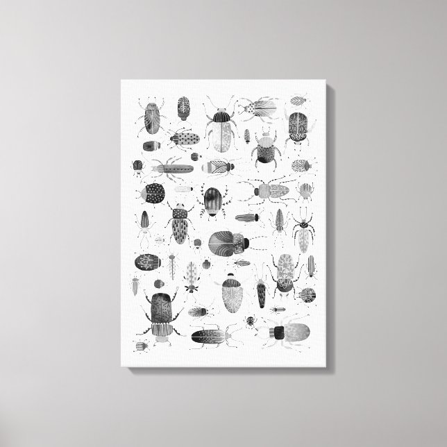 Impressão Em Tela Besouro Preto e Branco (Frente)