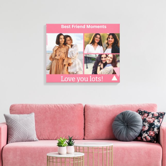 Impressão Em Tela Best Friend Moments Photo Collage – Personalized  (Insitu(Sala de estar))