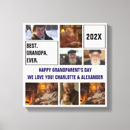 Impressão Em Tela Best Grandpa Ever Photo Collage and Custom Text