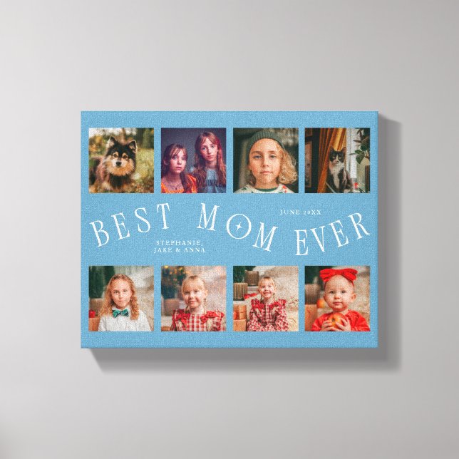 Impressão Em Tela Best Mom Ever 8 Photo Grid Mother's Day Denim Blue (Frente)