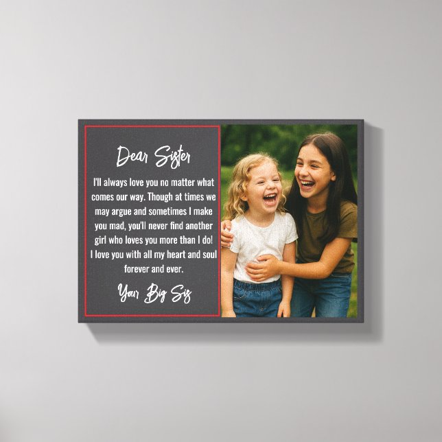 Impressão Em Tela Best Sister Script Photo Collage (Frente)