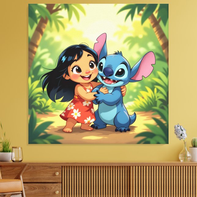Impressão Em Tela Beste Freunde fürs Leben – Lilo & Stitch1 (Insitu(Sala de estar))