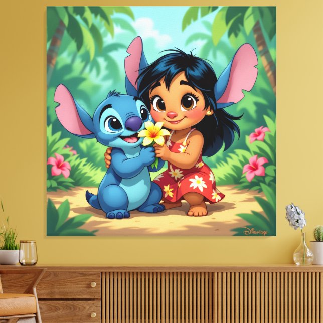 Impressão Em Tela Beste Freunde fürs Leben – Lilo & Stitch1 (Insitu(Sala de estar))