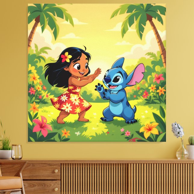 Impressão Em Tela Beste Freunde fürs Leben – Lilo & Stitch1 (Insitu(Sala de estar))