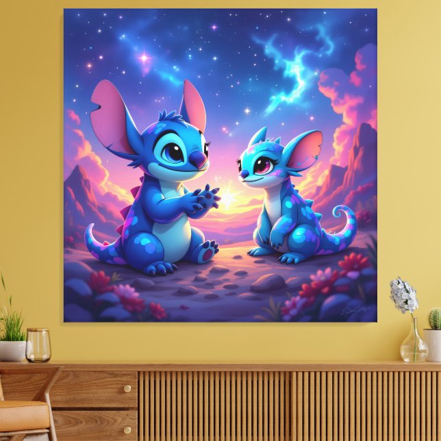 Impressão Em Tela Beste Freunde fürs Leben – Lilo & Stitch1 (Insitu(Sala de estar))