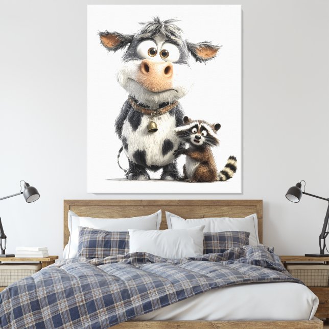 Impressão Em Tela Besties Inesperadas" Amigos Animais Wall Art (Insitu(Quarto))