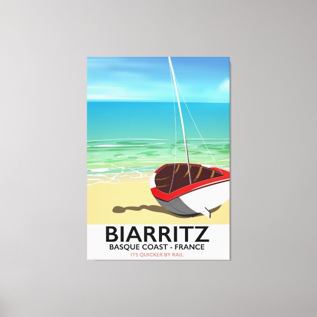Impressão Em Tela Biarritz France Beach poster de viagens (Frente)