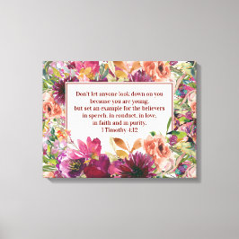 Impressão Em Tela Bíblia Cristã Floral Burgundy Timothy Juventude