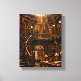 Impressão Em Tela Biblioteca Grandiosa com Cúpula Dourada – Tela de