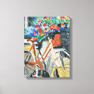 Impressão Em Tela Bicicleta Antiga com Cesto de Flores Expressionist